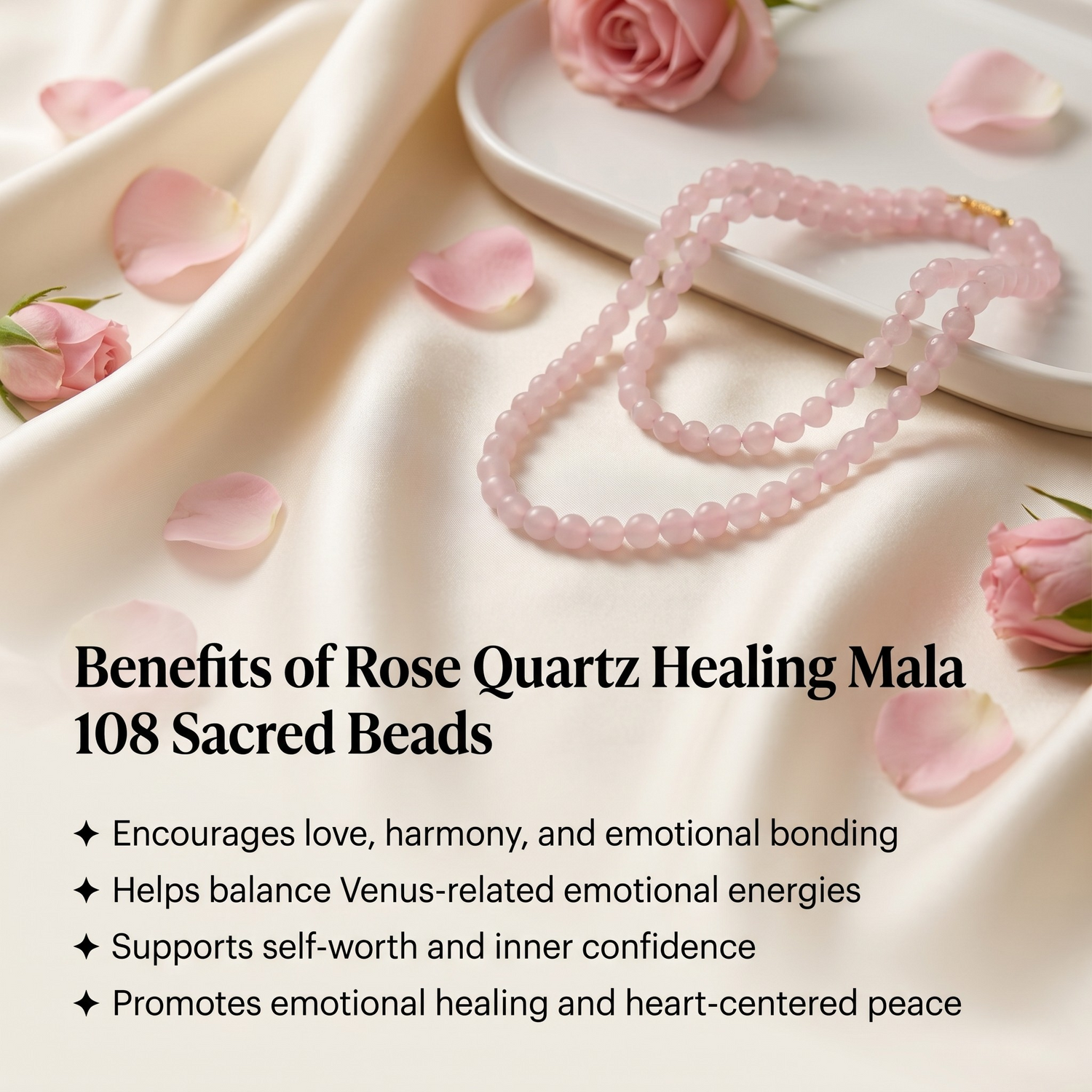 Rose Quartz Mala - 8mm || 108 Beads