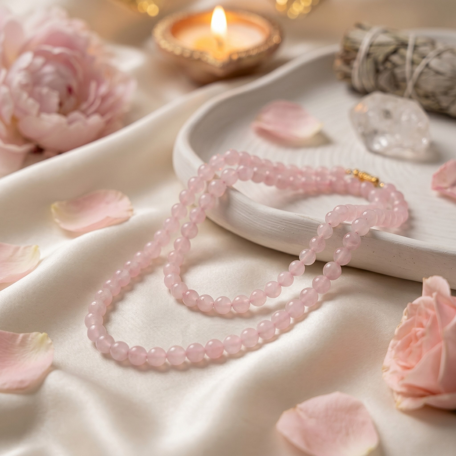 Rose Quartz Mala - 8mm || 108 Beads