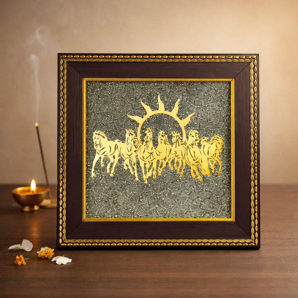 7 Horse on Raw Pyrite Frame