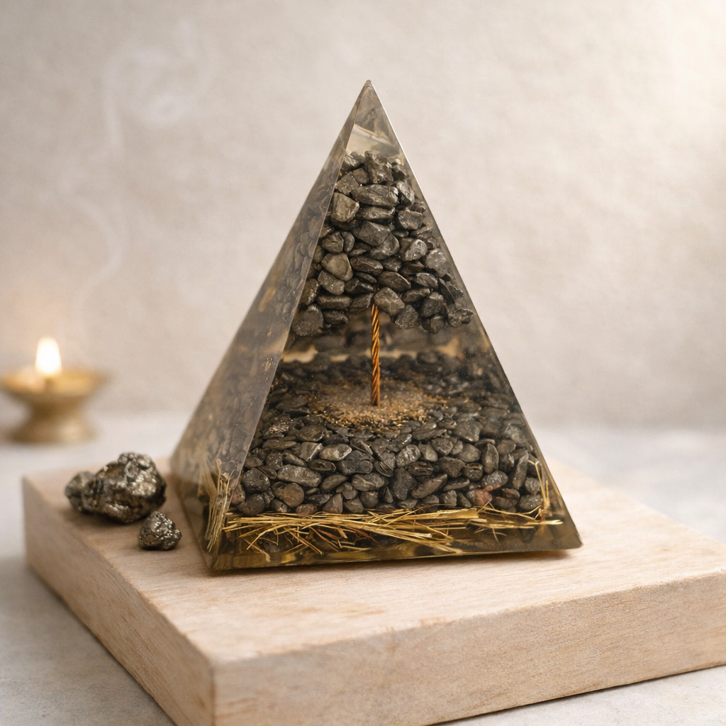 Pyrite Money Magnet Orgonite Pyramid