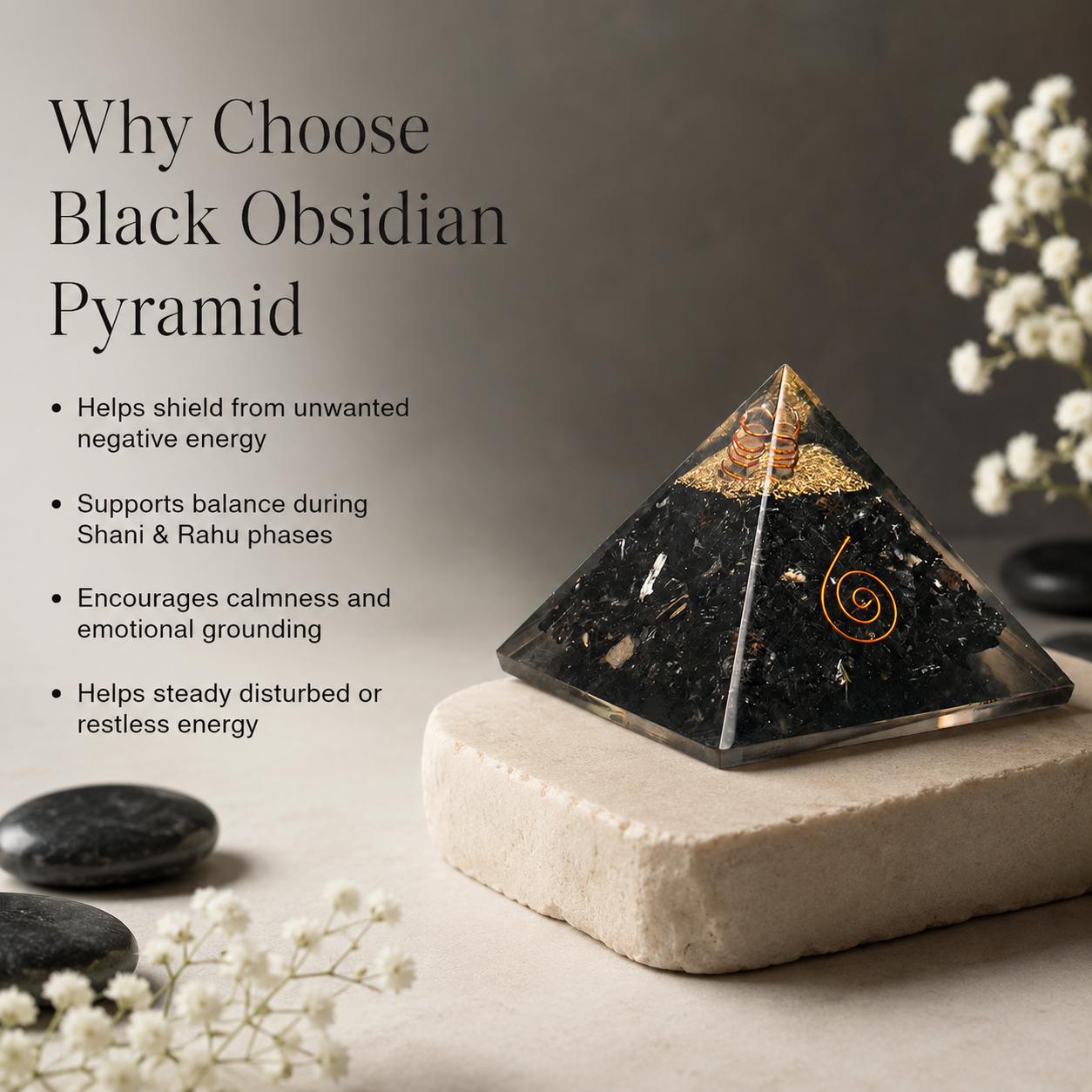 Protective Black Obsidian Crystal Pyramid