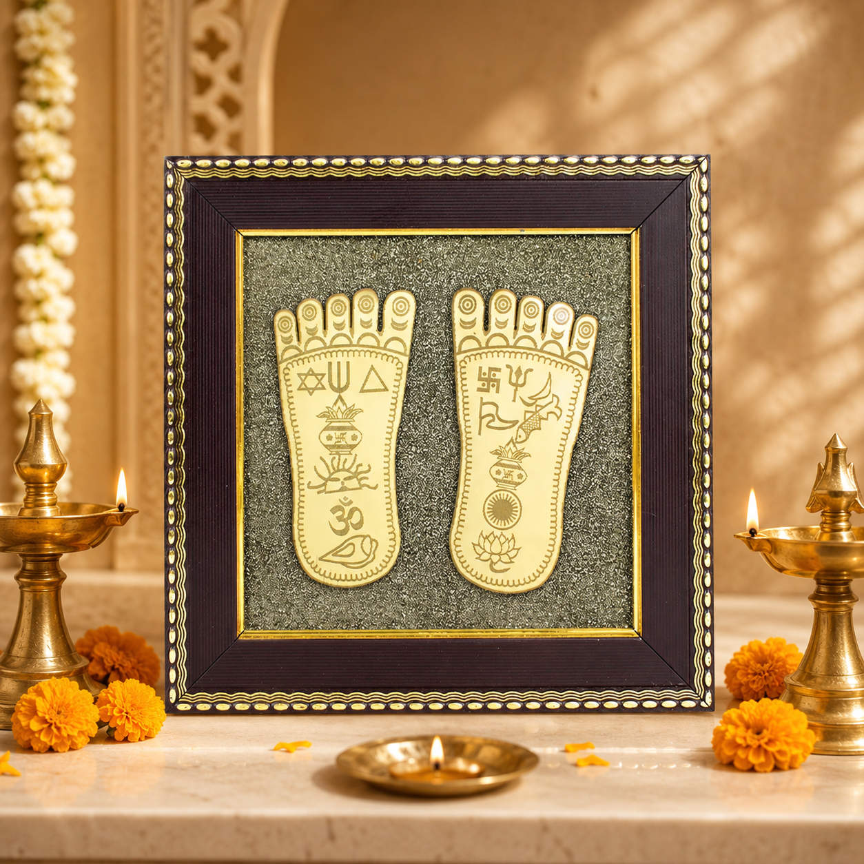 Lakshmi Charan Paduka Pyrite Frame