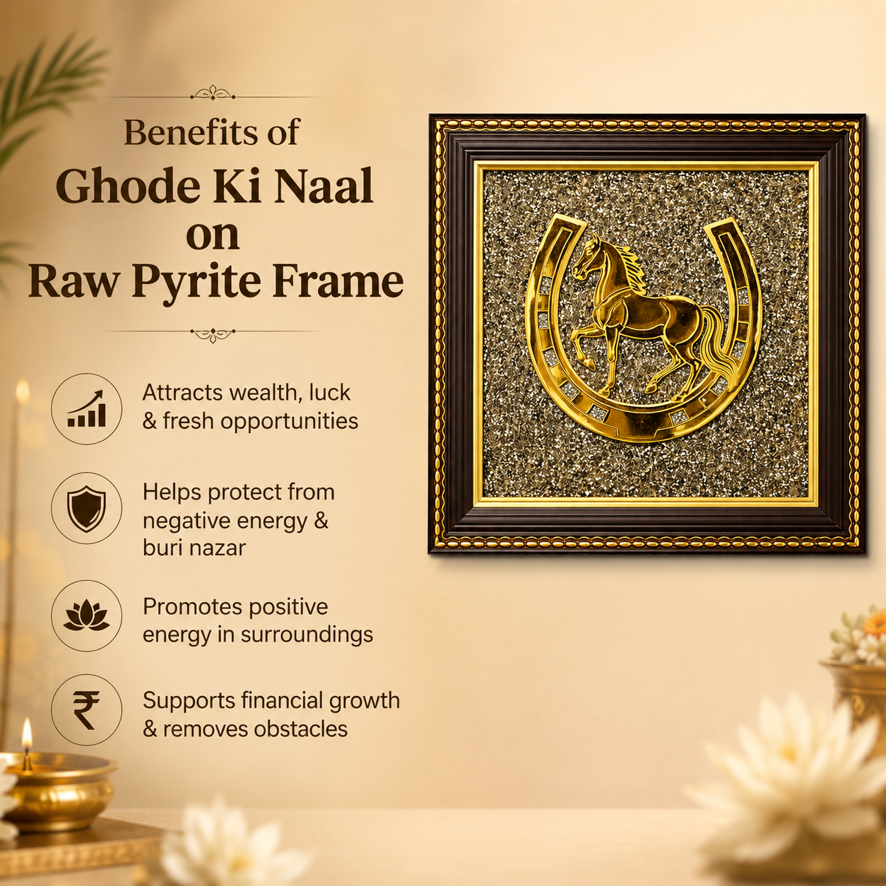Ghode Ki Naal on Raw Pyrite Frame