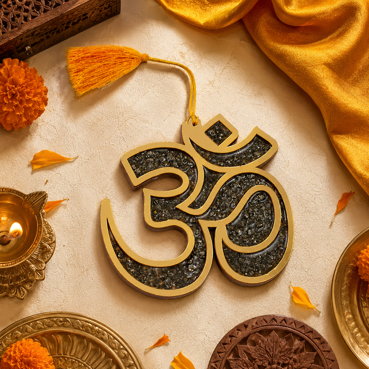 Pyrite Om Wall Hanging
