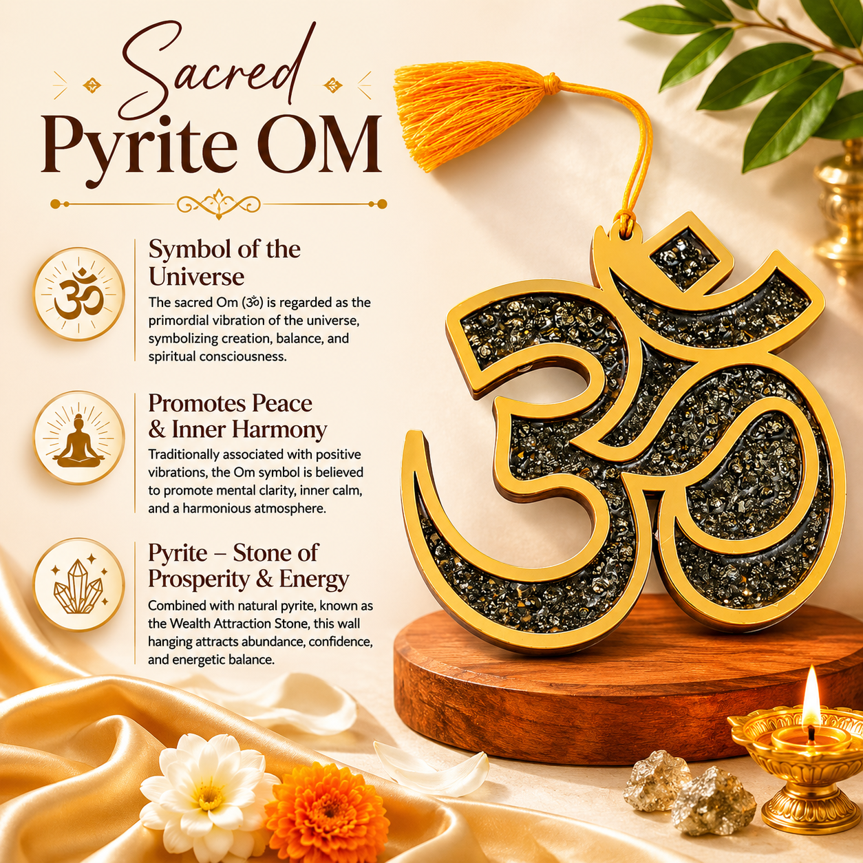 Pyrite Om Wall Hanging