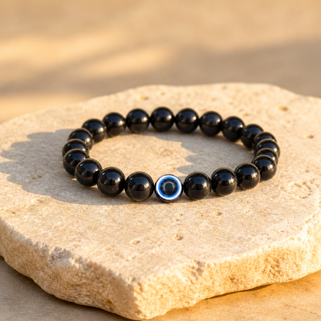 Evil Eye Bracelet with Black Obsidian