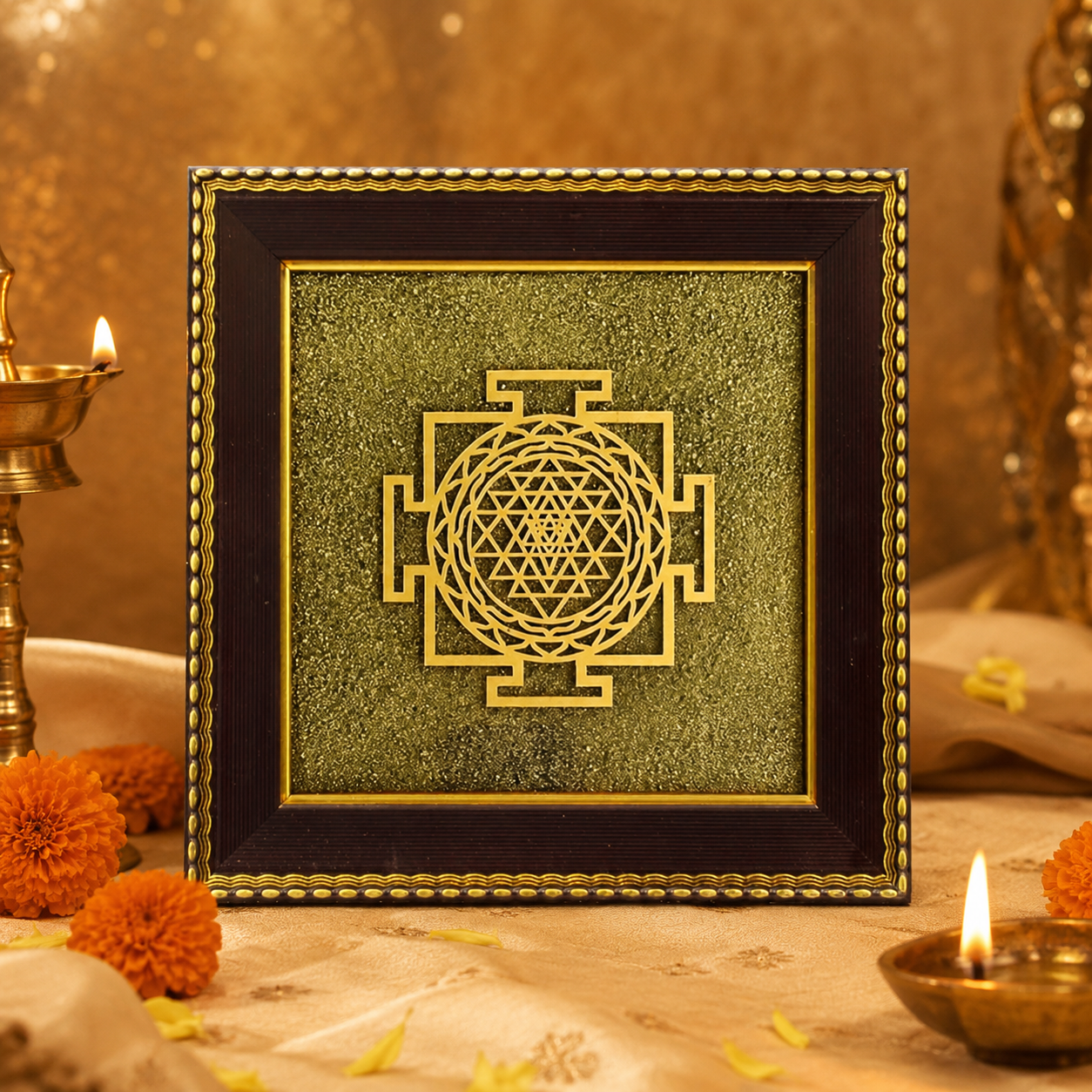 Raw Pyrite Shree Yantra Frame