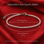 Rudvya Adjustable Clear Quartz Anklet size specifications 7 cm center and 25 cm bottom measurement