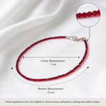 Rudvya Garnet Anklet size specifications with 7 cm center and 22 cm bottom measurement