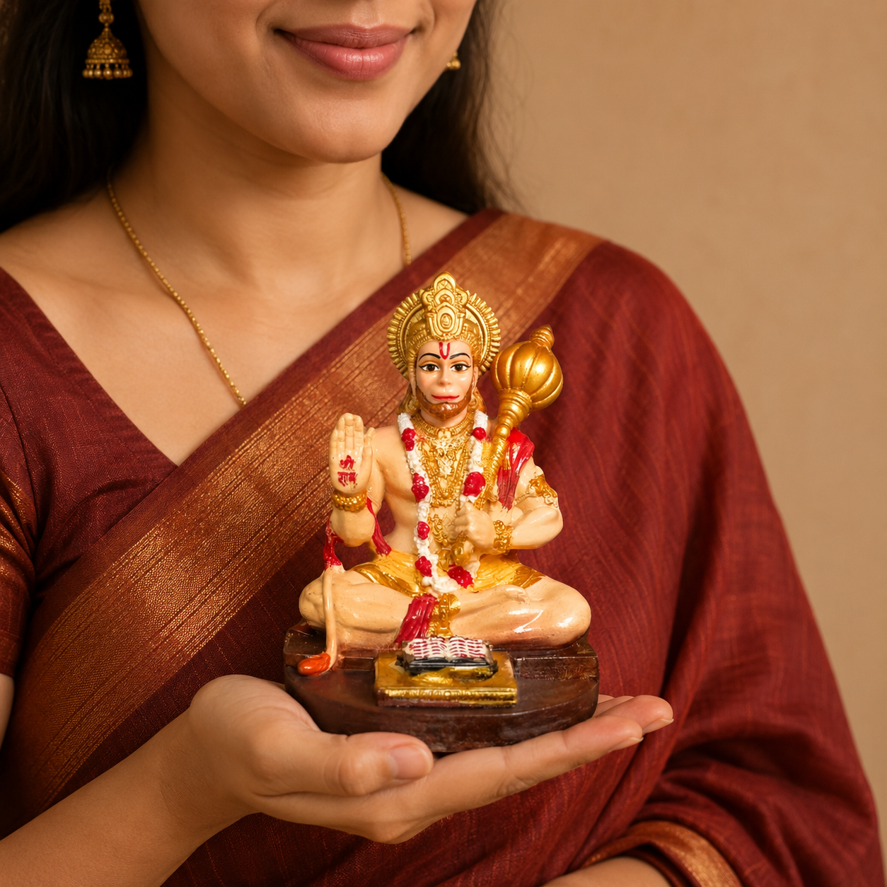 Hanuman Ji Blessing Murti being presented as premium devotional gift