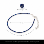 Lapis Lazuli Anklet size guide with 7 cm and 25 cm measurements