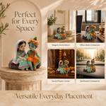 Radha Krishna Blessing Murti versatile placement guide for home office prayer corner and dashboard