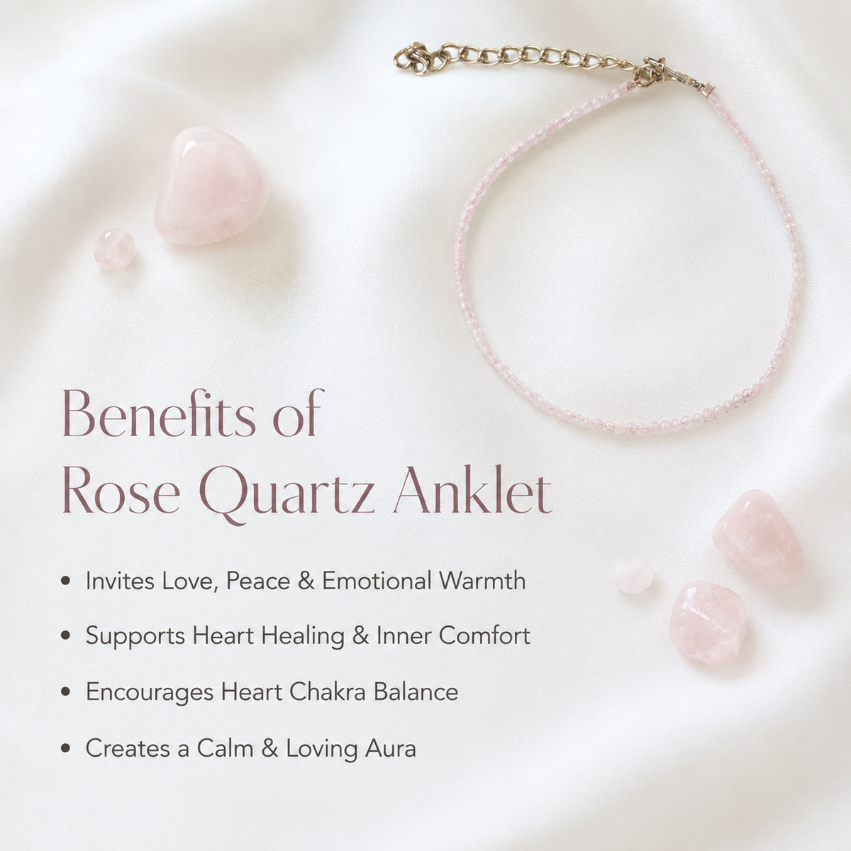 Rudvya Rose Quartz Anklet card