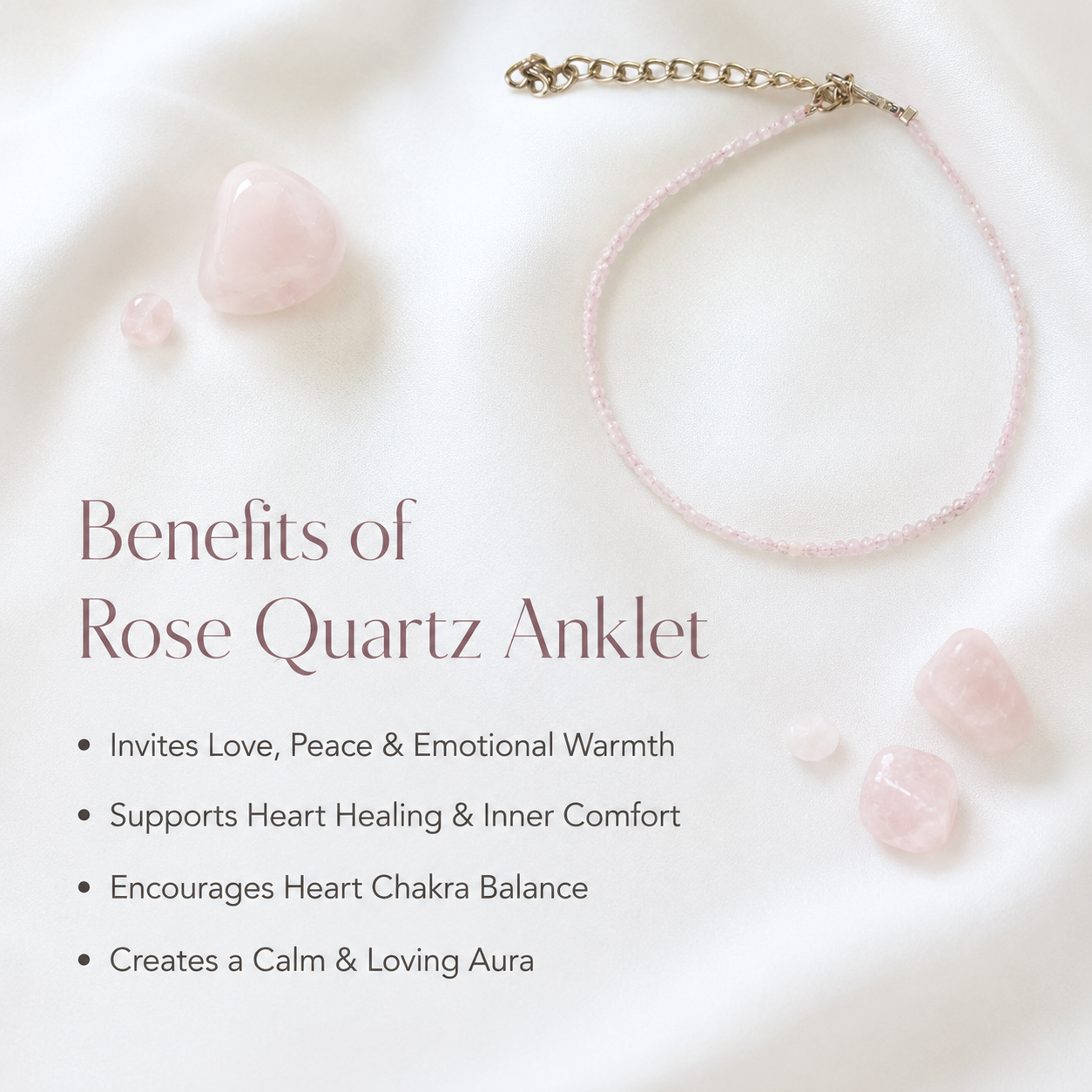 Rudvya Rose Quartz Anklet card