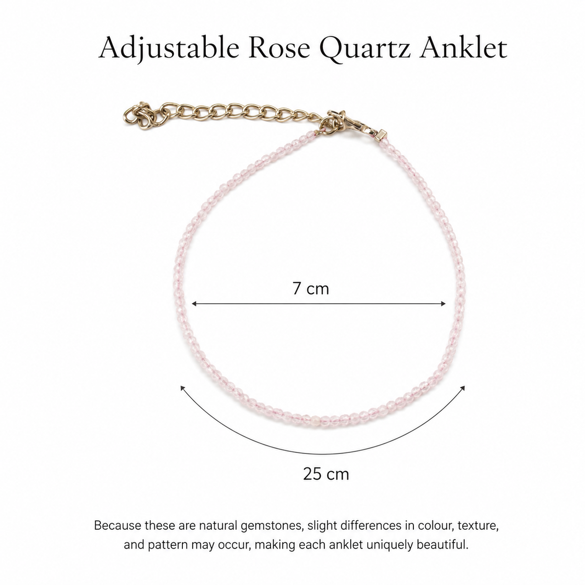 Rudvya Rose Quartz Anklet detail