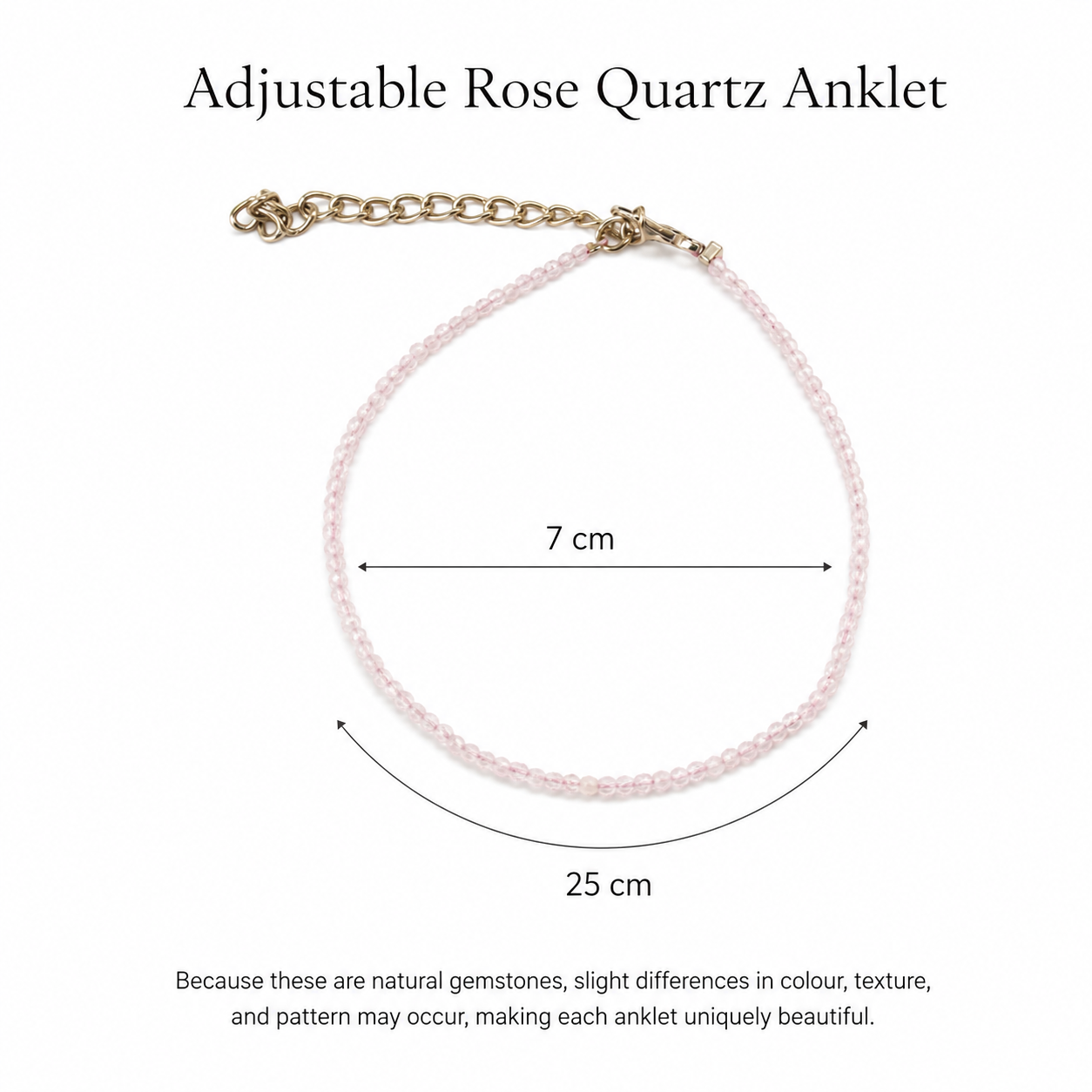 Rudvya Rose Quartz Anklet detail