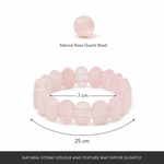 Rose Quartz Flat Bracelet size guide with 7 cm center and 25 cm bracelet length