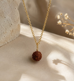 Rudraksha Chain Necklace premium product photo on satin background