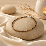 रुद्व्या Tiger Eye Anklet with faceted gemstone beads and silver adjustable clasp
