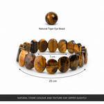 Rudvya Tiger Eye Flat-Beaded Bracelet size guide with 7 cm center and 25 cm bracelet length